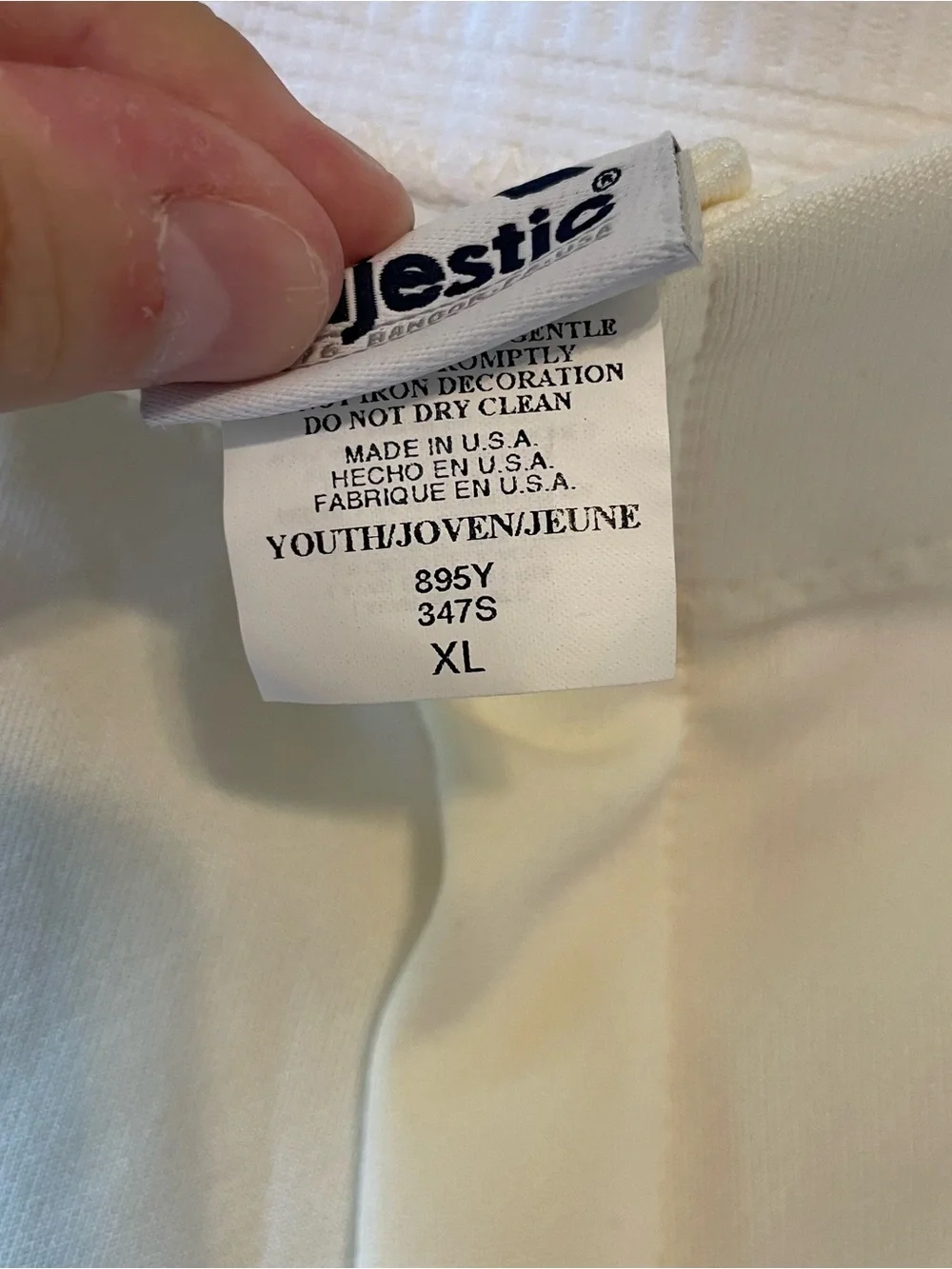 Majestic Baseball Pants Youth Size XL Ivory Cream Off White Pro Style Athletic